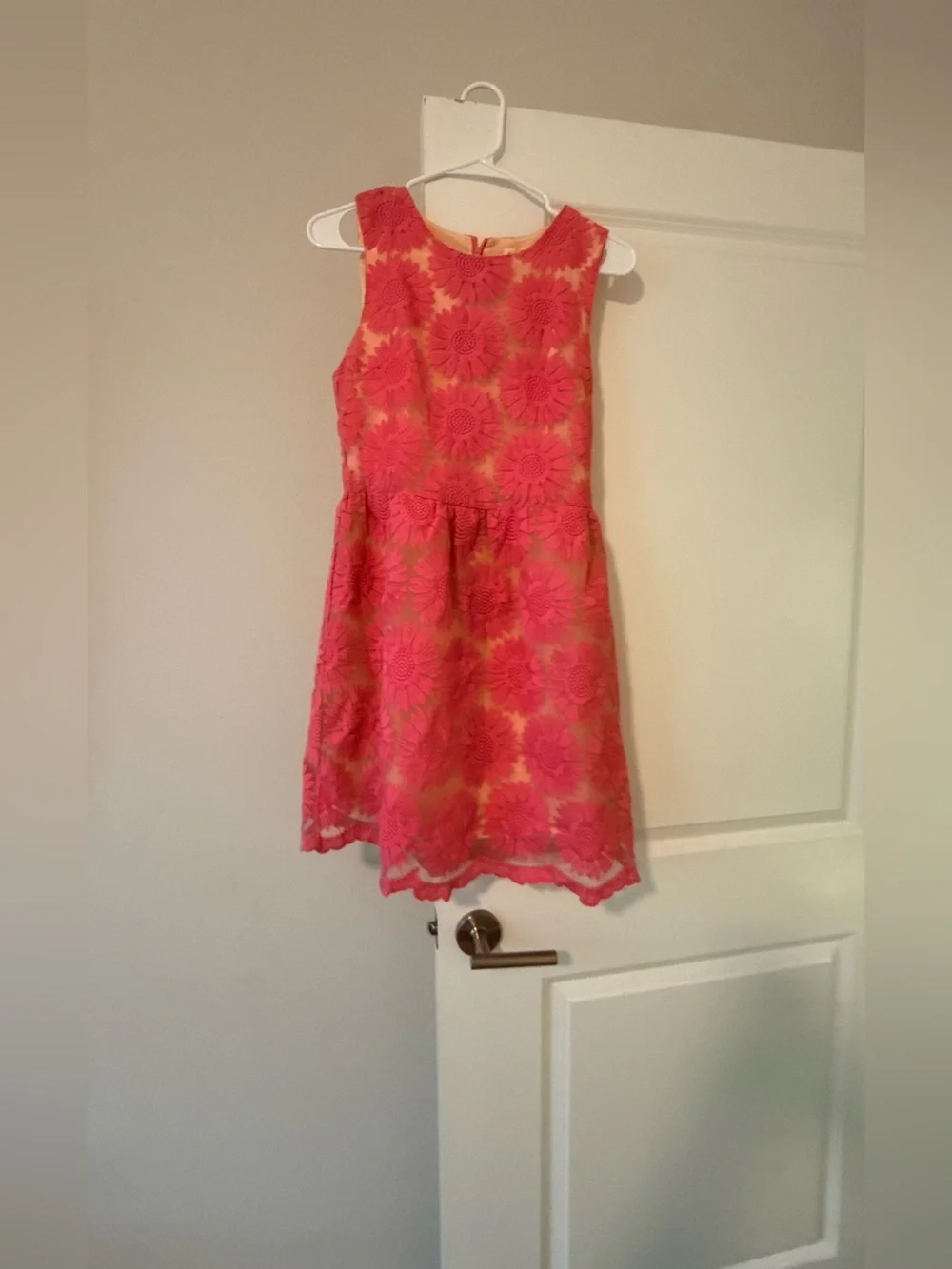 Ellison Coral Pink Floral Lace Midi Dress - Picture 2 of 8